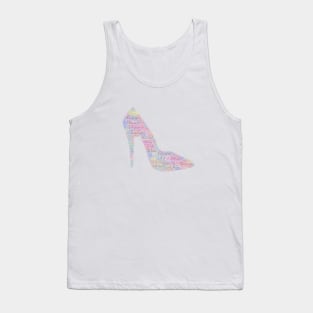 High Heel Shoe Silhouette Shape Text Word Cloud Tank Top